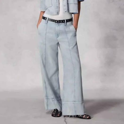 Rag & Bone Pale Blue Wide-Leg Denim Jeans